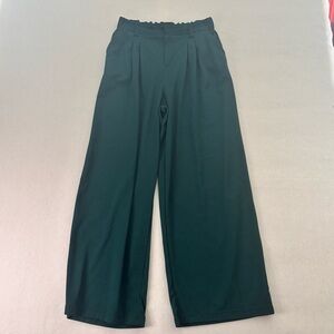 Halara Dark Green Wide-Leg Pants, elastic waist, Size Medium - Tall
